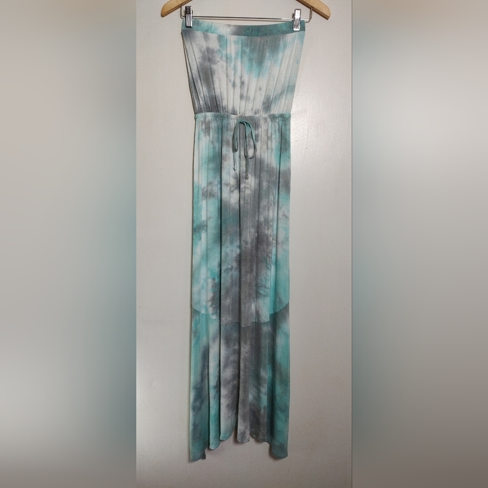 Rolla Coster Tie-Dye Strapless Maxi Dress in Blue and Gray
